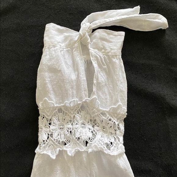 Italian Linen Crochet Lace  Sleeve tie cuff  pullover Tunic Blouse Size Large - Picture 7 of 13